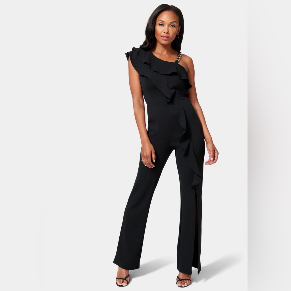 Nwt Bebe Knit Crepe Cascade Wide Leg Jumpsuit | Size: Medium